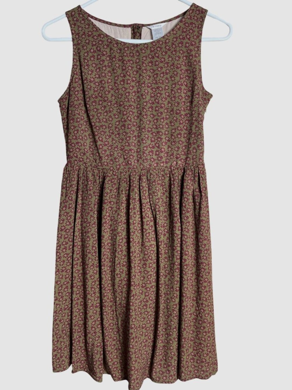 Esley Floral Mini Knee Dress Earthtones Olive Burgundy Ditsy Fit Flare Fall Wm S